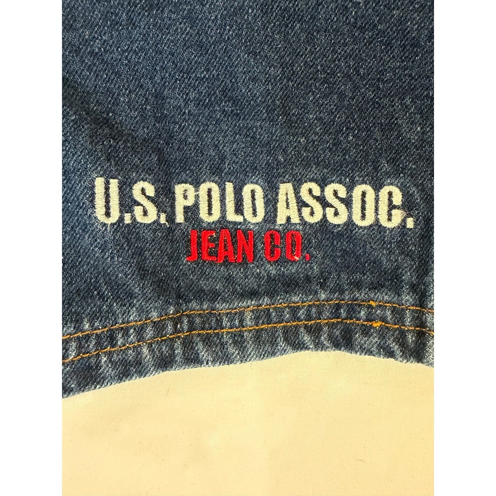 US Polo Assn Kids Denim Shortalls 18M Blue American Flag Overalls - Picture 5 of 7